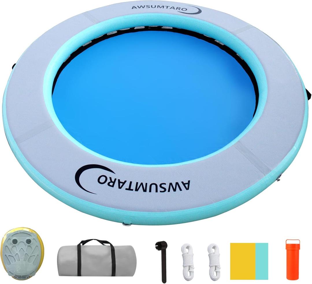 Inflatable Water Hammock, Suitable for Lakes, Pools, Beaches, Rivers, Adult Parties, Round Inflatable Dock (96.5inch*96.5inch*6inch, grey)