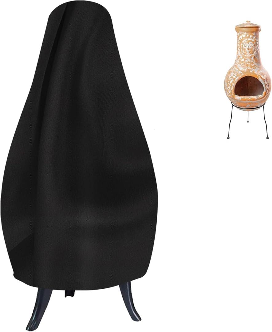 Chiminea Cover Heavy Duty 420D Oxford Water-Resistant Waterproof Outdoor Fireplace Fire Pit Cover (18D x 32H)