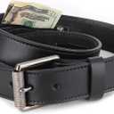 F&L CLASSIC Mens Money Full Grain leather Belt, Hidden zipper Pocket, USA (42 (Fits Waist 40"-41"))