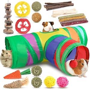 Sofier Guinea Pig Toys Tunnel Hideout Cage Accessories Chew Toys for Hamster Rabbit Ferret Rat Chinchilla Hedgehog Enrichment Playpen Boredom