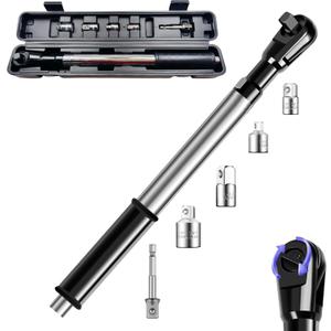 TOLCHENO 1/2 Offset Extension Wrench Impact for Electric Drill, Electric Ratchet Wrench Extender for Tight Spaces with 1/2",3/8",1/4" Inch Socket Adapters and Drill Bit (blew case)