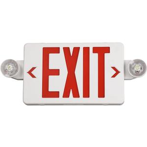 TANLUX Red Exit Sign with Emergency Light, LED Exit Light with Battery Backup, UL Listed, AC 120/277V, Commercial Emergency Lights Combo - 1 Pack (White Housing+Red Letter)