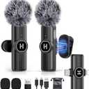 Wireless Lavalier Microphone for iPhone, Android & iPad, Mini Clip on Mic with AI Noise Cancellation, Plug & Play USB C & Lightning Lapel Microphones for Video Recording, TikTok, YouTube, Vlog