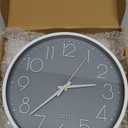 Wall Clock 10 Inch Non-Ticking Silent Modern Simple Style Round Decor Clock Gray Stereoscopic Dial Quartz Wall Clocks for Home/Office/School/Living Room/Bedroom/Kitchen