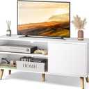 WLIVE TV Stand for 55 Inch TVs, Entertainment Center with Storage Cabinet, Mid-Century TV Stands for Living Room and Bedroom, 50" TV Console, White