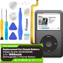 2026 Upgrade Replacement 1050mAh Long-Lasting Classic Battery 616-0232 Compatible with iPod Classic 5th - 7th Generation Video A1136 A1238 6th 80GB 6.5th 120GB 7th 160GB 5th 30GB with Tool Kits