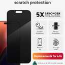 ZAGG Glass Elite Privacy Screen Protector for iPhone 16 Pro Max - 2-Way Privacy Filter, Ultra-Strong Tempered Glass, 5X Stronger, InvisibleShield, Smudge-Free, Easy Install, Recycled Content