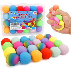 24 Pack Slow Rising Stress Balls, Stretchy Squishy Ball Fidget Toys for Kids Adults Stress Relief, Squeeze Ball Sensory Toys for Party Favors Classroom Prizes Stocking Stuffers Xmas Gift