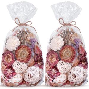 Nuanchu 2 Pack Decorative Balls Potpourri Bowl Filler Decor Natural Vase Bowl Filler Assorted Spherical Rattan Twigs Wicker Balls for Home Decor Centerpiece, No Scent(Pink Series,Rustic Style)