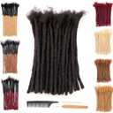 DAIXI 0.6cm Thickness 6-18 Inch 100% Real Human Hair Dreadlock Extensions for Man/Women Full Head Handmade 0.24Inch Thinner Can Be Dyed and Bleached Soft Dreadlocks with Needle and Comb, 30 Strands