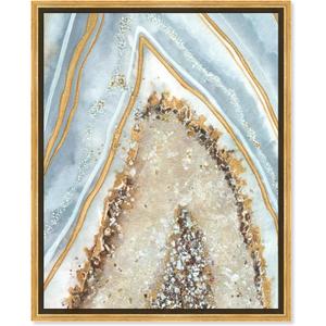 Clarity Art Framed Mineral, Agate & Geode 1 Piece Canvas Wall Art, 17.5" x 21.5", Gold Frame (21.5L" x 17.5W")