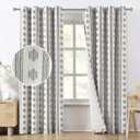 Melodieux Blackout Boho Curtains for Bedroom 84 Inch Length 2 Panels Set Black on Beige Striped Pattern Cotton Bedroom Curtains Grommet Room Darkening Curtains for Living Room Thermal Insulated