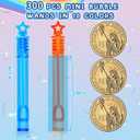 300 Piece Mini Bubble Wands in 10 Colors, Party Favors Bulk for Kids, Themed Birthday, Carnival, Wedding, Classroom Prizes, Summer Outdoor Gifts for Boys Girls, Ideal Goodies Bags Stuffer
