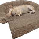 Calming Dog Bed Fluffy Plush Dog Mat for Furniture Protector with Removable Washable Cover for Large Medium Small Dogs and Cats (Small(35x31x5), Camel)