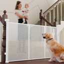 Retractable Baby Gates for Stairs, 55" Wide Baby Gate Dog Gate, 41" Tall Retractable Pet Gate for Doorways, Child Safety Gates Mesh Gate with Fiberglass Rods for Stairways, Hallways, Indoor/Outdoor (White)