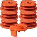 WA0007 50022833 Compatible with Worx WG116 WG118 WG119 WG124 WG183 Corded Electric String Trimmers and Cover ,Replacement Edger Refills Parts Auto-Feed Spool Line 2*16ft 0.065'' 7Pack(6 Spools, 1Cap)