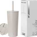 Simple Modern Insulated Tumbler with Lid and Straw | Iced Coffee Cup Reusable Stainless Steel Water Bottle Travel Mug | Gifts for Women Men Her Him | Classic Collection | 20oz | Almond Birch