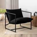 Zinus Aidan Sling Accent Chair, Metal Framed Armchair with Shredded Foam Cushioning, Black