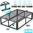 Bilily Metal Heavy Duty 18 inch California King Bed Frame with Rounded Corner and Headboard Hole Mattress Retainers 3500 LBS No Box Spring Needed Platform Noise Free Easy Assembly