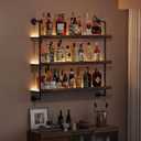 3-Tier Wall Mounted Wine Rack with LED,Liquor Bottles Floating Shelves Display Storage Organizer for Home Bar Dining Room Kitchen (40" W x 47.2" H)