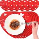 Remerry 6 Pcs Valentine's Day Heart Placemats Love Leather Place Mats Red Heart Shaped Tablemats Waterproof Leather Washable Kitchen Mats for Party Decoration Kitchen Dining Table