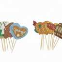 Wheel Shape Snacks Delicious food Wallpaper Toothpick Flags Assorted Lable Cupcake Picks