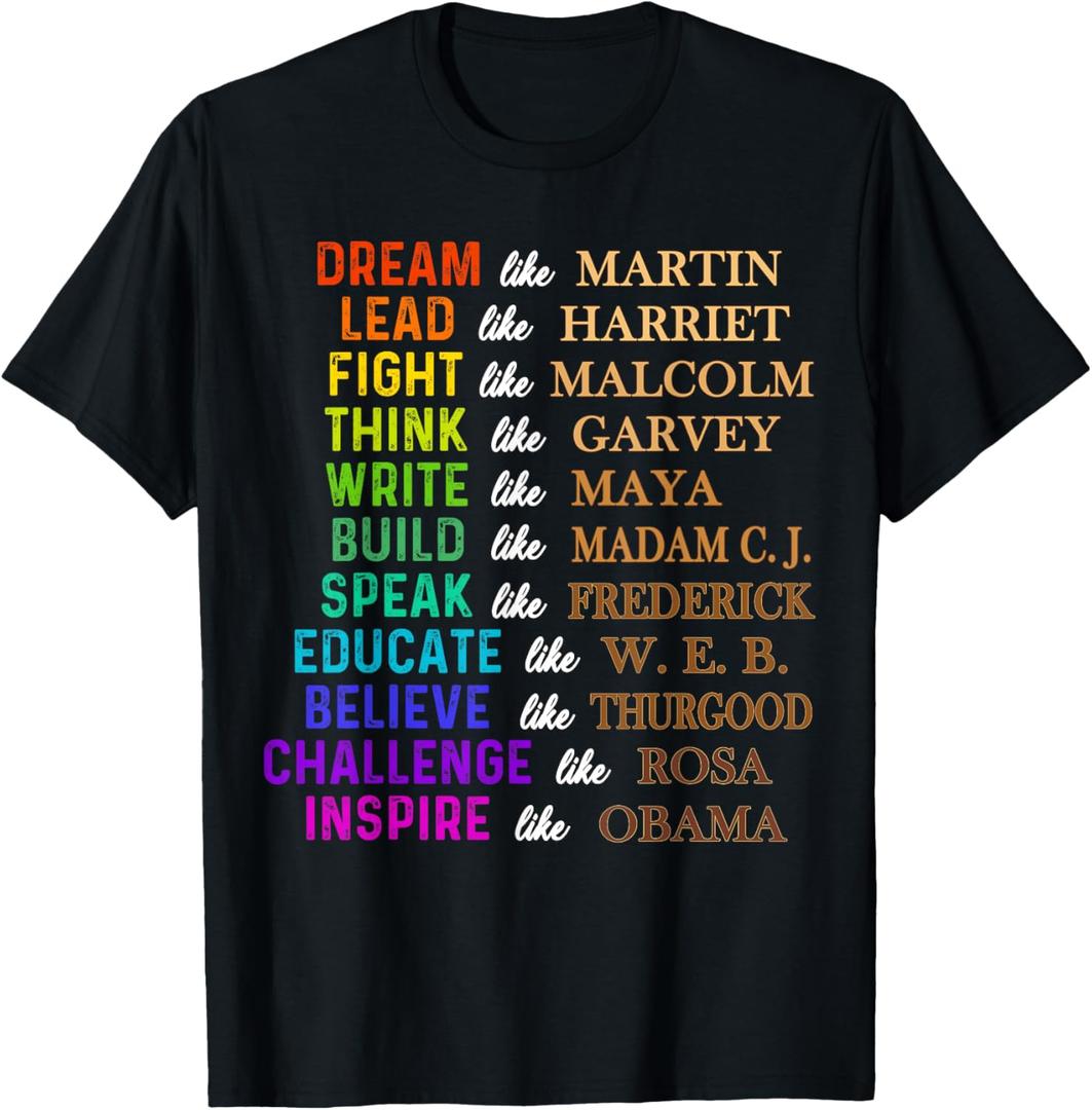 Dream Like Martin Lead Like Harriet the Juneteenth 1865 T-Shirt (Small, Black)