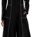 Nirovien Womens Long Sleeve Jumpsuit Dressy Casual Wide Leg Pant Romper One Piece Outfits with Pockets (Black, S)