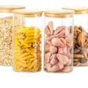 4 Pack 42oz Glass Jars with Bamboo Lids,Glass Storage Containers with Lids,Clear Airtight Food Storage Jar for Flour,Oat,Coffee,Tea,Sugar,Cookies,Pantry Organizers 3mm Thick Canisters