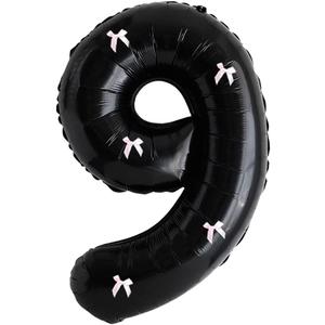 PLAP Birthday Number Balloon Bow Black Party Supplies 32 "Birthday Number Decoration (Number 9)