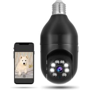 Light Bulb Camera for Home Security 1080P Wireless WiFi Security Cameras 2.4Hz Pan Tilt E27 Light Bulb Camera WiFi Outdoor with 2-Way Audio/Motion Detection/Siren Alarm/Night Vision
