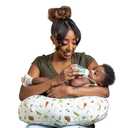 Boppy Nursing Pillow - Firm, Ergonomic U-Shaped Bottle and Breastfeeding Pillow with High Lift for Comfort and Support, Spacious Surface - Neutral Plants and Animals