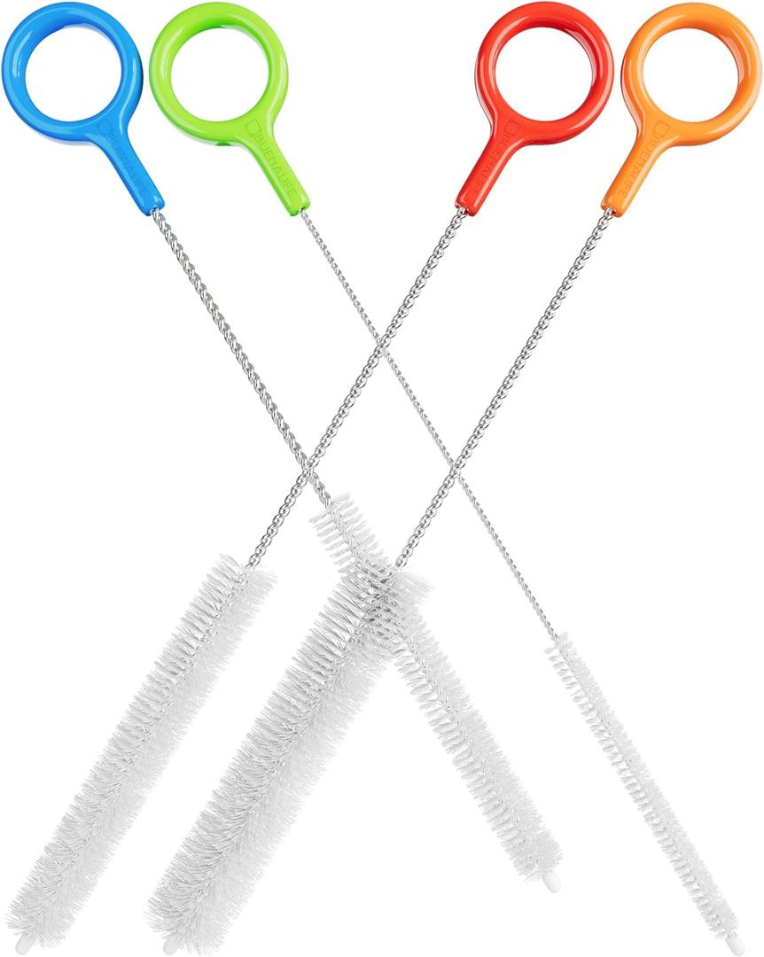 Buenalife Heavy Duty Cleaning Brushes Set of 4 - Extra Long Straw Cleaners for Metal and Plastic Reusable Drinking Straws, to Clean Small Spaces, Sippy Cups, Water Bottles - Sturdy Hard Brush Bristles