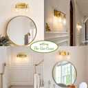 EMONG Gold Bathroom Light Fixtures, 2-Lights Brushed Brass Vanity Light with Clear Glass Shade, Modern Wall Sconces for Hallway, Farmhouse, Living Room