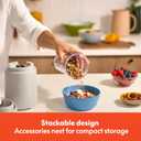 bella 6 Pcs Portable Rocket Blender, Juicer & Smoothie Maker, Press & Twist Design, EverGood & BPA Free Dishwasher Safe Parts, 4 Tip Stainless Steel Blade, Cord Wrap, 240 Watt Motor, Oatmilk