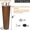AORYVIC Furniture Leg Sofa Legs Replacement Wood 8 inch Mid Century Dresser Legs with 5/16 inch Bolt Set of 4