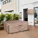 ULTCOVER Rectangular Patio Heavy Duty Table Cover - 600D Tough Canvas Waterproof Outdoor Dining Table and Chairs General Purpose Furniture Cover Size 76L x 54W x 28H inch