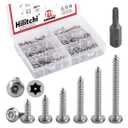 Hilitchi 210 Pcs #8 Stainless Steel Button Head Torx Sheet Metal Screws Silver Security Anti-Theft Tamper Proof Screws Assortment Kit with Screwdriver Bit T20 (#8 x 1/2" ~ #8 x 1-1/2")