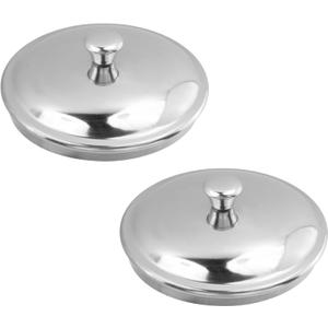 Antrader Stainless Steel Cup Covers, 2-Pack Home Round Shaped Tea Coffee Glass Water Cup Lid Cover with Anti-scald Handle
