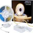 MIWISE COB LED Strip Light 32.8ft/10m,CRI 90+ Warm White 3000K High Lumen Dimmable Super Bright Flexible DC24V LED Tape Light with Controller/Dimmer,for Cabinet Home Office DIY Lighting Projects