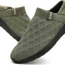 KUBUA Mens Womens Slippers Indoor Lightweight House Shoes Outdoor Breathable Slip on Loafers (A Black Green)