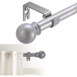 Curtain Rods for windows 66-120 inch, 5/8 inch Decorative Silver Splicing Heavy Duty Metal Curtain Rod set with Brackets