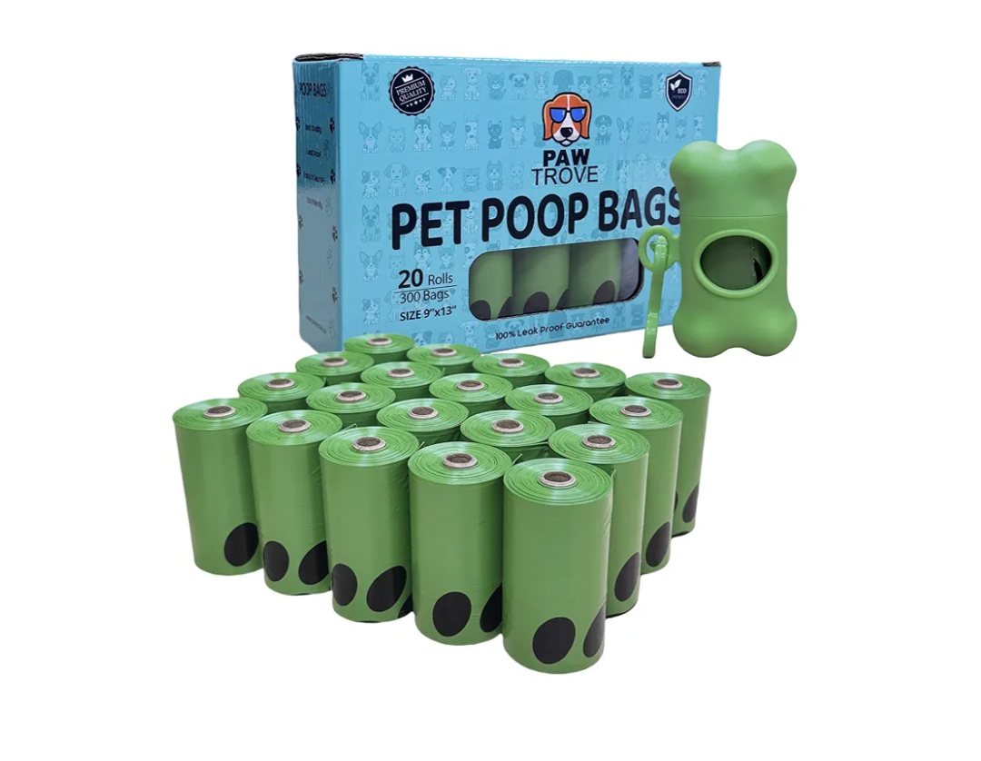 Pet Poop Bags for Waste Cleanup by PAWTROVE.CA Supplies – Durable Roll Replacements for Outdoor Walks and Travel, Leak-Proof and Tear-Resistant, Pack of 20 Rolls with 300 Bags With 1 Dispenser