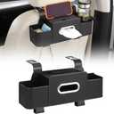 Multifunctional Car Back Seat Organizer, Cup Holders, Headrest Storage, High-Capacity Tissue Box, Quality PU Leather Seat Back Protector, Black, 12.8 x 3.3 x 4.5 in