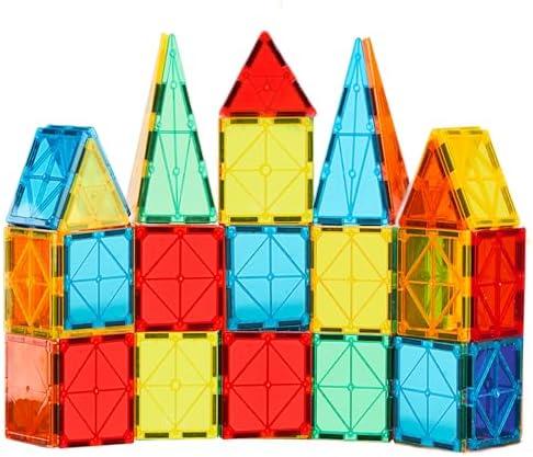 FNJO Magnetic Tiles, 24 PCS Magnet Building Set, Magnetic Building Blocks,Construction STEM Toys for Kids