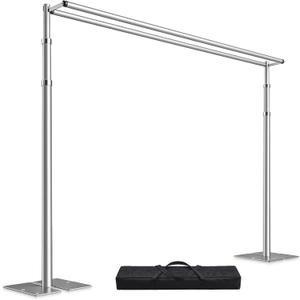 Novabright 10x10ft Backdrop Stand Double Crossbar, Heavy Duty Backdrop Stand Kit Adjustable Telescopic Pipe & Drape Photo Background Support Set up for Wedding Party Event Trade Show Display(Silver)