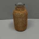 WHJY Boho Glass Vase, Rattan Vase, Farmhouse Rattan Dcor, Round Flower Vase Basket Vase for Floral Arrangements -8 inch (Large)