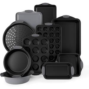 Country Kitchen Nonstick Stackable Bakeware Set - Heavy Duty, Durable, Easy Release Baking Set, Grey, 10 Pcs