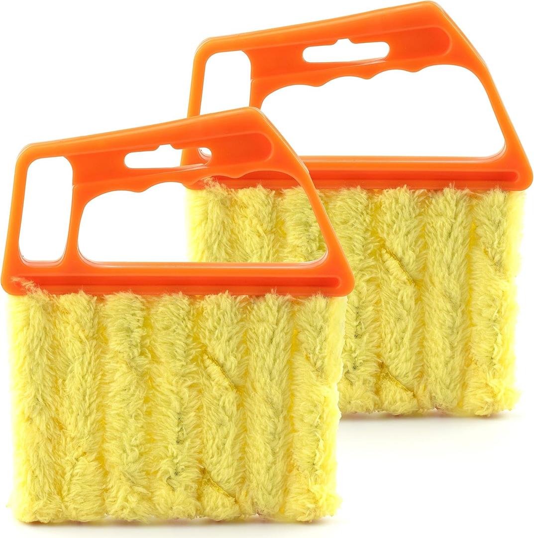 Pack of 2, Blind Cleaner 7 Finger Dusting Cleaner Tool for Window Shutters Venetian Shades Blinds Hand-Held Washable Mini Dust Cleaner Brush Air Conditioner Duster Dirt Cleaner for Housework