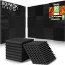 80 Pack Acoustic Foam Panels,1"X 12" X 12"Sound Proof Foam Panels, High Density Sound Absorbing Panels, Sound proof Wedges Panels for Studio Recording & Office & Home